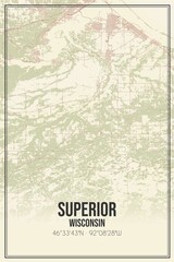 Retro US city map of Superior, Wisconsin. Vintage street map.