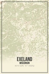 Retro US city map of Exeland, Wisconsin. Vintage street map.