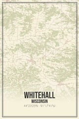 Retro US city map of Whitehall, Wisconsin. Vintage street map.