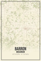 Obraz premium Retro US city map of Barron, Wisconsin. Vintage street map.