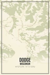 Retro US city map of Dodge, Wisconsin. Vintage street map.