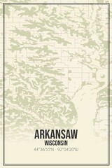 Retro US city map of Arkansaw, Wisconsin. Vintage street map.