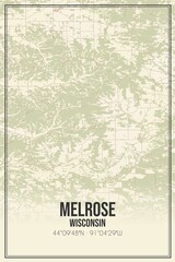 Retro US city map of Melrose, Wisconsin. Vintage street map.