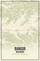 Retro US city map of Bangor, Wisconsin. Vintage street map.