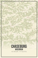 Retro US city map of Chaseburg, Wisconsin. Vintage street map.