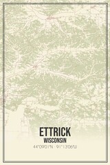 Retro US city map of Ettrick, Wisconsin. Vintage street map.