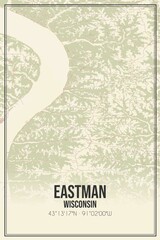 Retro US city map of Eastman, Wisconsin. Vintage street map.