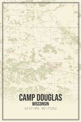 Retro US city map of Camp Douglas, Wisconsin. Vintage street map.