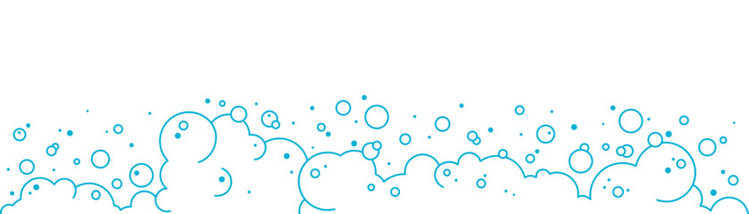 Soap bubbles and foam vector line background, transparent suds outline pattern. Abstract illustration