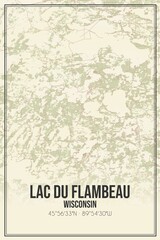 Retro US city map of Lac Du Flambeau, Wisconsin. Vintage street map.