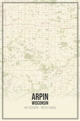 Retro US city map of Arpin, Wisconsin. Vintage street map.