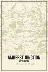 Retro US city map of Amherst Junction, Wisconsin. Vintage street map.