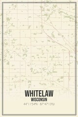 Retro US city map of Whitelaw, Wisconsin. Vintage street map.