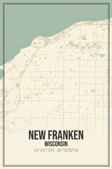 Retro US city map of New Franken, Wisconsin. Vintage street map.