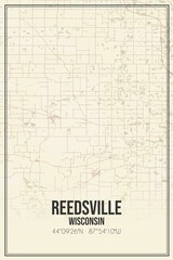 Retro US city map of Reedsville, Wisconsin. Vintage street map.