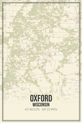 Retro US city map of Oxford, Wisconsin. Vintage street map.