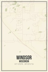 Retro US city map of Windsor, Wisconsin. Vintage street map.
