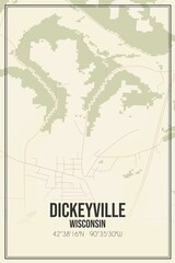 Retro US city map of Dickeyville, Wisconsin. Vintage street map.