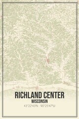 Retro US city map of Richland Center, Wisconsin. Vintage street map.