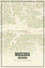 Retro US city map of Muscoda, Wisconsin. Vintage street map.