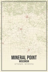 Retro US city map of Mineral Point, Wisconsin. Vintage street map.