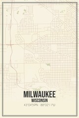 Obraz premium Retro US city map of Milwaukee, Wisconsin. Vintage street map.