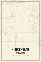 Retro US city map of Sturtevant, Wisconsin. Vintage street map.