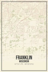 Retro US city map of Franklin, Wisconsin. Vintage street map.