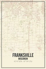 Retro US city map of Franksville, Wisconsin. Vintage street map.