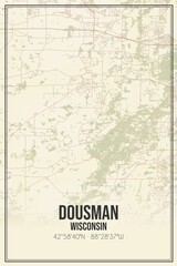 Retro US city map of Dousman, Wisconsin. Vintage street map.