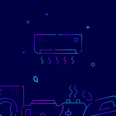 Air conditioning, split system gradient line vector icon, simple illustration on a dark blue background, household, appliances related bottom border.