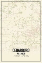 Obraz premium Retro US city map of Cedarburg, Wisconsin. Vintage street map.