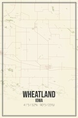 Retro US city map of Wheatland, Iowa. Vintage street map.