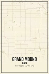 Retro US city map of Grand Mound, Iowa. Vintage street map.