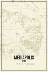 Retro US city map of Mediapolis, Iowa. Vintage street map.