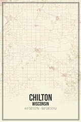 Retro US city map of Chilton, Wisconsin. Vintage street map.