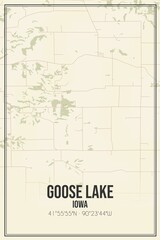 Retro US city map of Goose Lake, Iowa. Vintage street map.