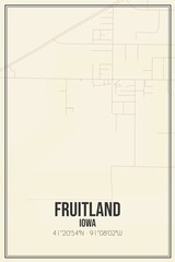 Retro US city map of Fruitland, Iowa. Vintage street map.