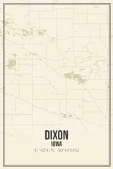 Retro US city map of Dixon, Iowa. Vintage street map.