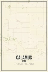 Retro US city map of Calamus, Iowa. Vintage street map.