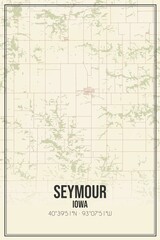 Retro US city map of Seymour, Iowa. Vintage street map.