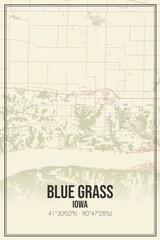Retro US city map of Blue Grass, Iowa. Vintage street map.