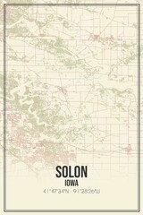 Fototapeta premium Retro US city map of Solon, Iowa. Vintage street map.