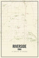 Retro US city map of Riverside, Iowa. Vintage street map.