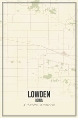 Retro US city map of Lowden, Iowa. Vintage street map.