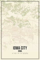 Fototapeta na wymiar Retro US city map of Iowa City, Iowa. Vintage street map.