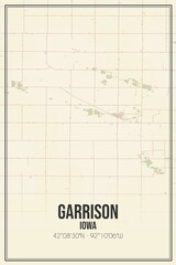 Retro US city map of Garrison, Iowa. Vintage street map.