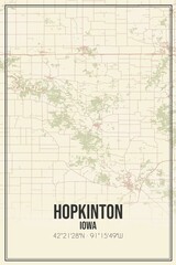 Retro US city map of Hopkinton, Iowa. Vintage street map.
