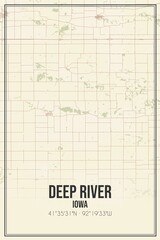 Retro US city map of Deep River, Iowa. Vintage street map.