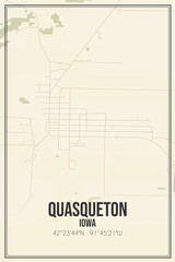 Retro US city map of Quasqueton, Iowa. Vintage street map.